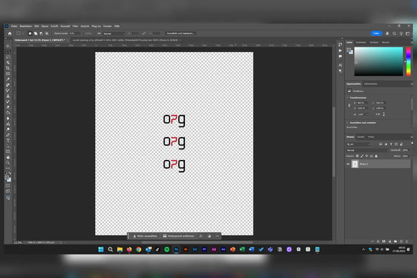Beispiel einer DTF Druck Datei als PDF und PNG im Grafikprogramm