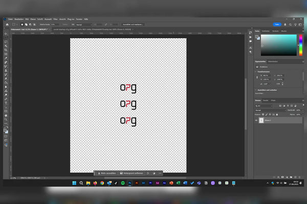 Beispiel einer DTF Druck Datei als PDF und PNG im Grafikprogramm
