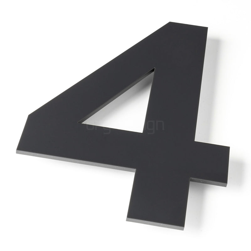 Hausnummer modern Glänzend Anthrazit RAL7016 Zahlen Buchstaben 4mm, 20cm höhe